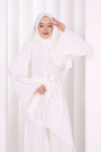 Çapraz Tunik Üçlü Takım 8037 Ekru - 5