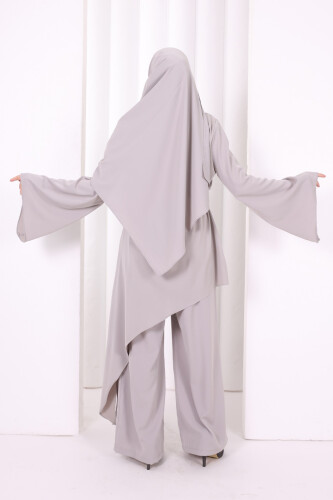 Çapraz Tunik Üçlü Takım 8037 Gri - 5