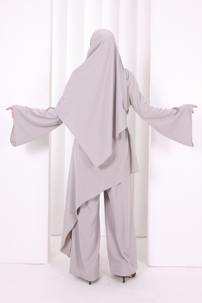 Çapraz Tunik Üçlü Takım 8037 Gri - 5