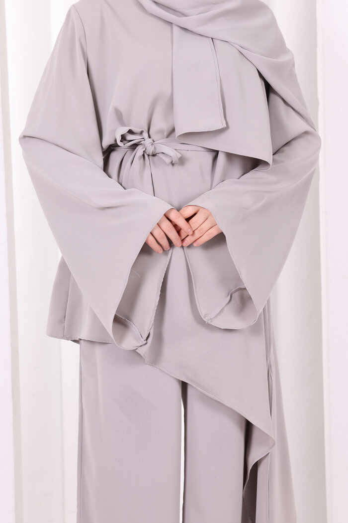 Çapraz Tunik Üçlü Takım 8037 Gri - 7