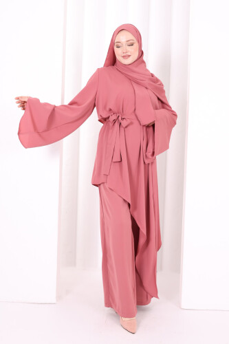 Çapraz Tunik Üçlü Takım 8037 Gül Kurusu - 2