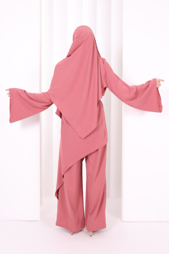 Çapraz Tunik Üçlü Takım 8037 Gül Kurusu - 4