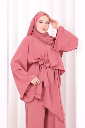 Çapraz Tunik Üçlü Takım 8037 Gül Kurusu - 5
