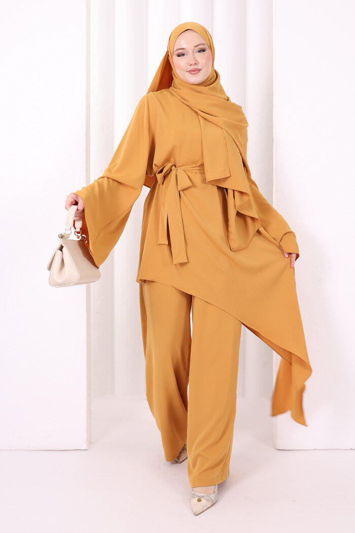 Çapraz Tunik Üçlü Takım 8037 Hardal - 1