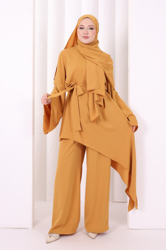Çapraz Tunik Üçlü Takım 8037 Hardal - 3