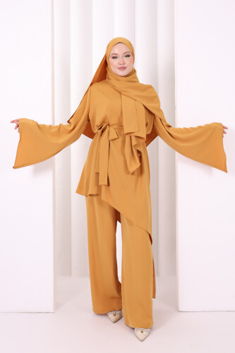 Çapraz Tunik Üçlü Takım 8037 Hardal - 4
