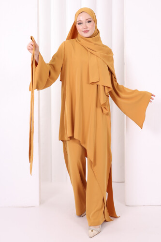 Çapraz Tunik Üçlü Takım 8037 Hardal - 8