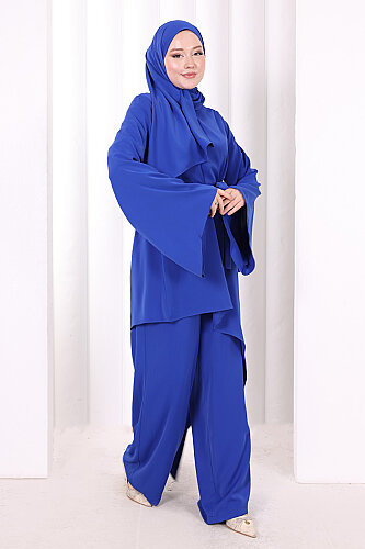 Çapraz Tunik Üçlü Takım 8037 Saks