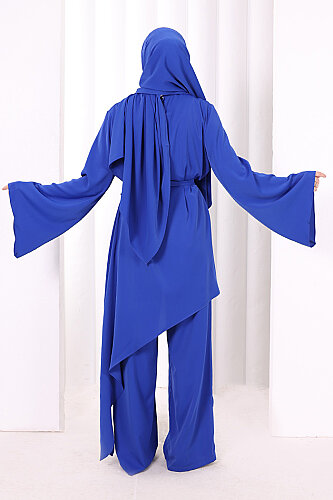Çapraz Tunik Üçlü Takım 8037 Saks - 4