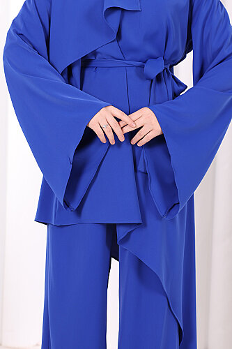Çapraz Tunik Üçlü Takım 8037 Saks - 6