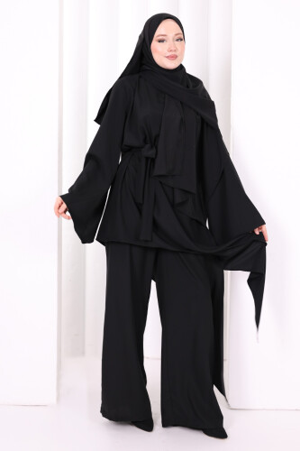 Çapraz Tunik Üçlü Takım 8037 Siyah - 3