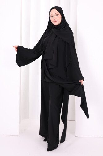 Çapraz Tunik Üçlü Takım 8037 Siyah - 4