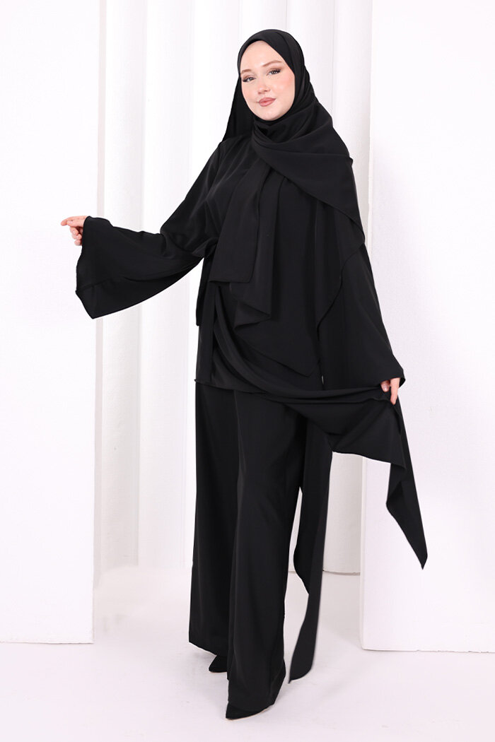 Çapraz Tunik Üçlü Takım 8037 Siyah - 4