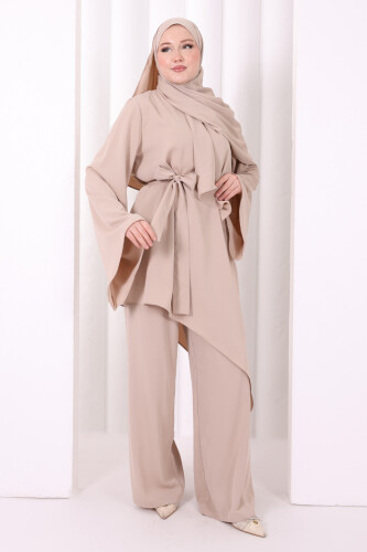 Çapraz Tunik Üçlü Takım 8037 Vizon - 2