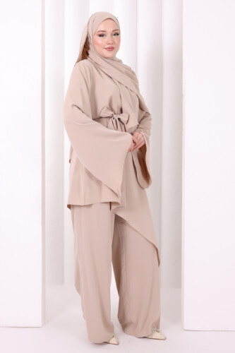Çapraz Tunik Üçlü Takım 8037 Vizon - 3