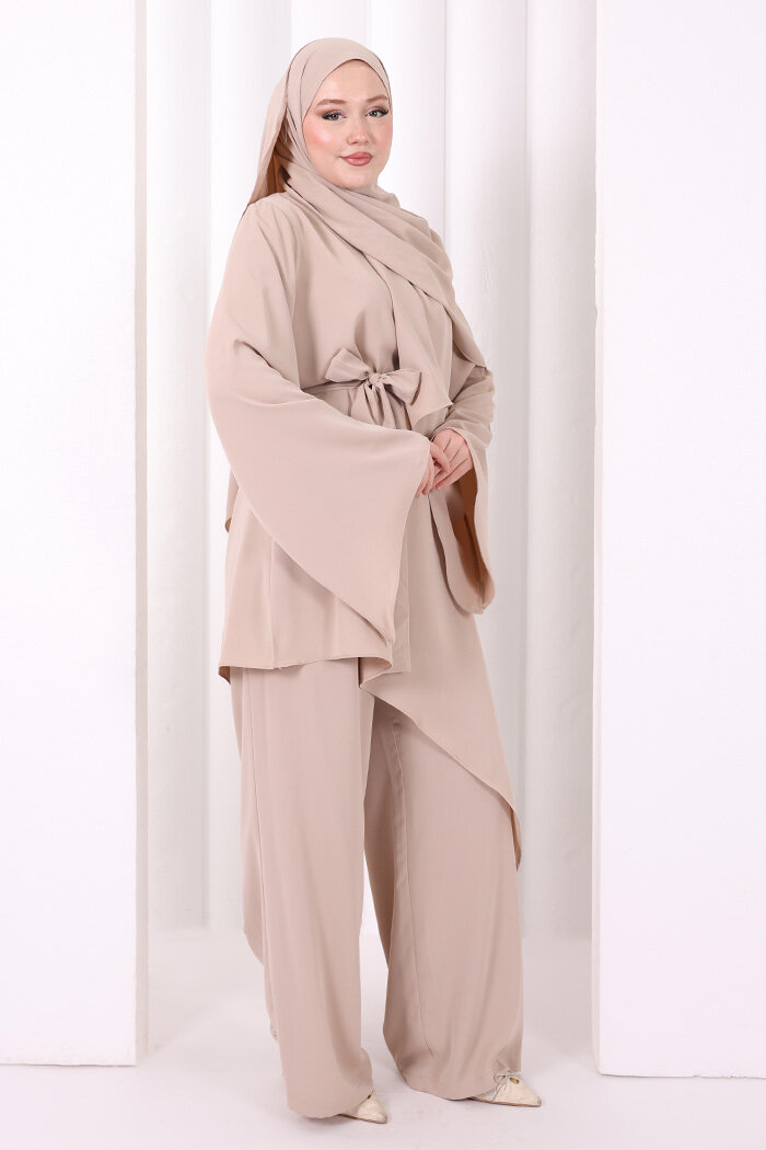 Çapraz Tunik Üçlü Takım 8037 Vizon - 3