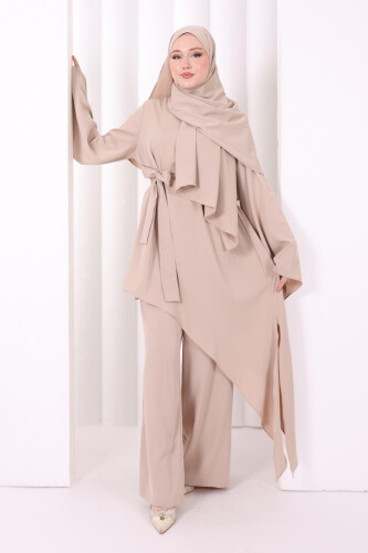 Çapraz Tunik Üçlü Takım 8037 Vizon - 4