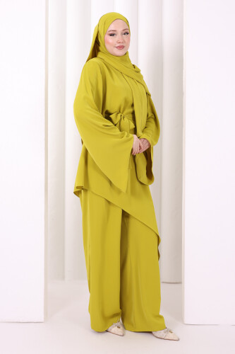 Çapraz Tunik Üçlü Takım 8037 Yağ Yeşili - 4
