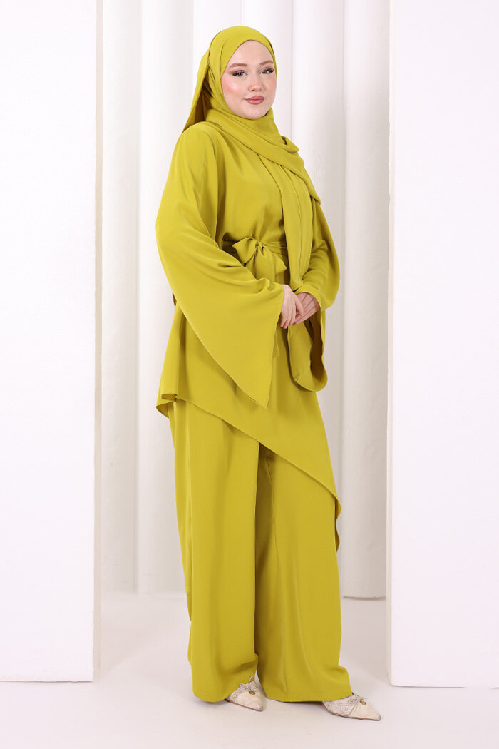 Çapraz Tunik Üçlü Takım 8037 Yağ Yeşili - 4
