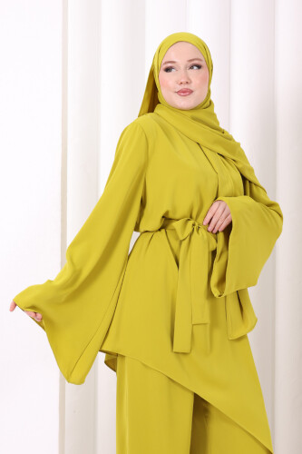Çapraz Tunik Üçlü Takım 8037 Yağ Yeşili - 6