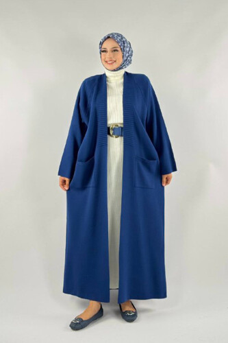 Cep Detaylı Triko Hırka 18313 Lacivert - Bym Fashion