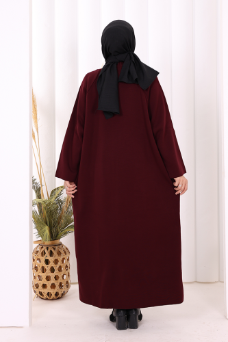 Cep Detaylı Triko Hırka 18313 Mürdüm - 5