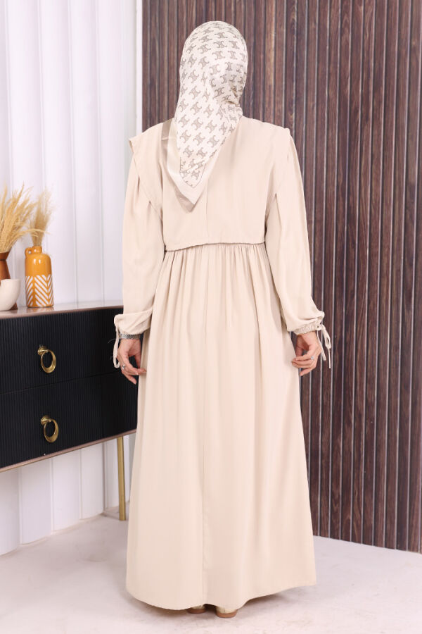 Çift Katlı Bağlama Detay Elbise 6003 Taş - 6