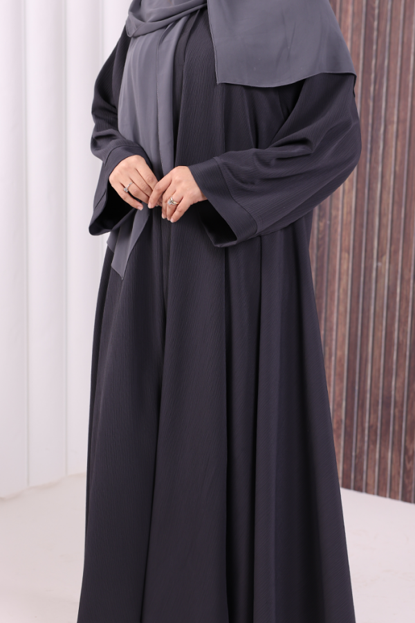 Çıt Çıt Düğme Detaylı Ferace Görünümlü Elbise 70020 Füme - 7