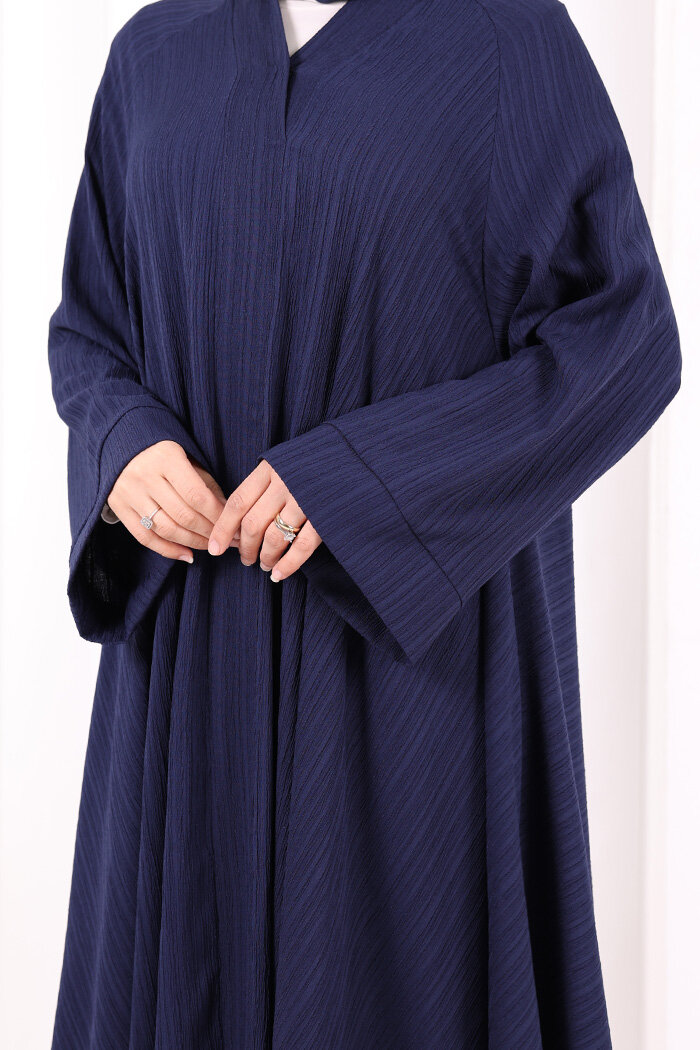 Çıt Çıt Düğme Detaylı Ferace Görünümlü Elbise 6092 Lacivert - 6