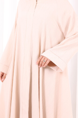 Çıt Çıt Düğme Detaylı Ferace Görünümlü Elbise 6092 Taş - 6