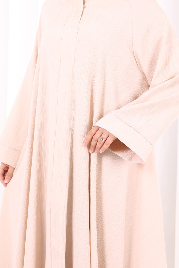 Çıt Çıt Düğme Detaylı Ferace Görünümlü Elbise 6092 Taş - 6