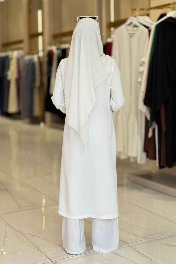 Çıt Çıt Düğme Detaylı Tunik Pantolon İkili Takım 8681 Ekru - 2