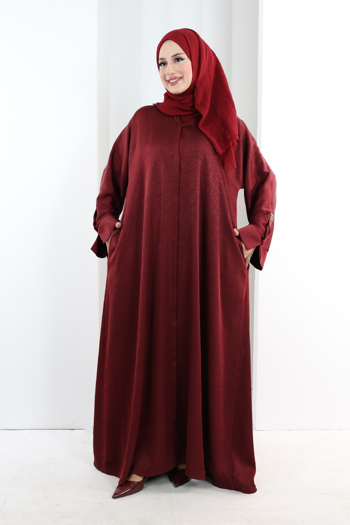 Çıt Çıt Düğmeli Ferace 70023 Bordo - 1
