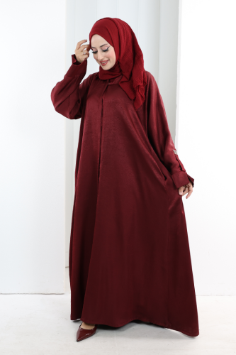 Çıt Çıt Düğmeli Ferace 70023 Bordo - 2