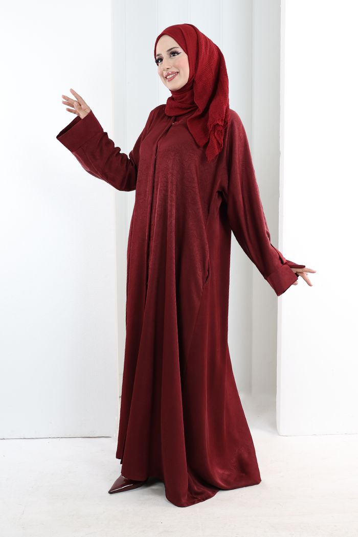 Çıt Çıt Düğmeli Ferace 70023 Bordo - 3