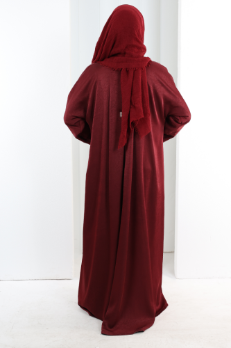Çıt Çıt Düğmeli Ferace 70023 Bordo - 4