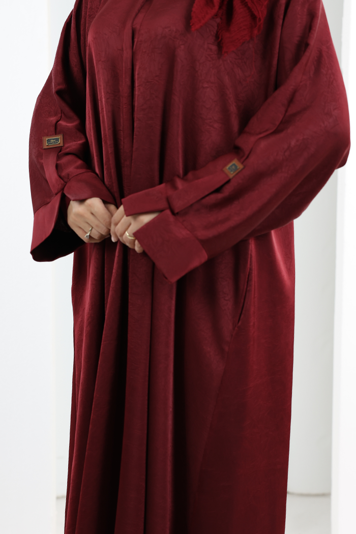 Çıt Çıt Düğmeli Ferace 70023 Bordo - 6