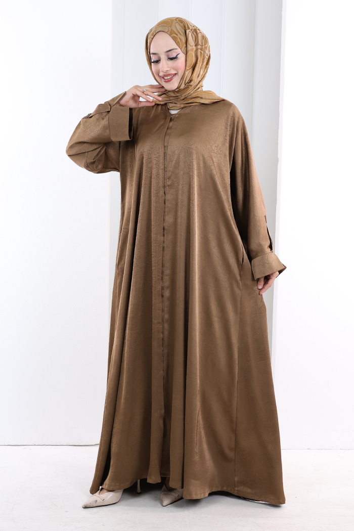 Çıt Çıt Düğmeli Ferace 70023 Taba - 2