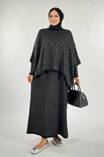 Dantel Desenli Panço 18325 Siyah - Bym Fashion