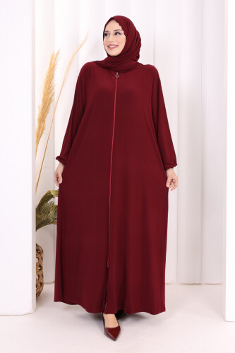 Dantel Detay Şallı Namaz Feracesi 6010 Bordo - 4