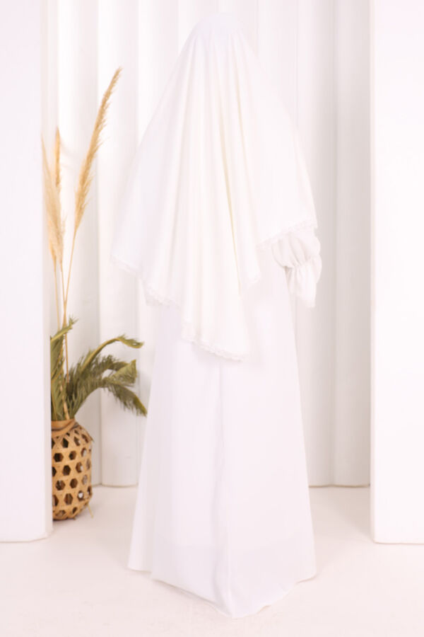 Dantel Detay Sufleli Elbise 6061 Ekru - 4