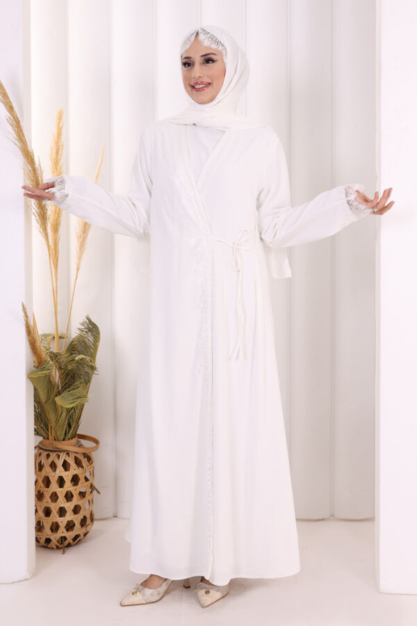 Danteli Şallı Abaya Şal Hediyelidir! 7069 Ekru - 1
