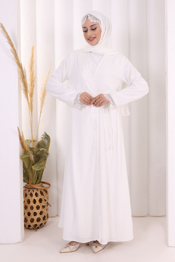 Danteli Şallı Abaya Şal Hediyelidir! 7069 Ekru - 2
