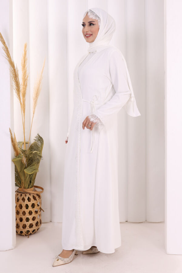 Danteli Şallı Abaya Şal Hediyelidir! 7069 Ekru - 3