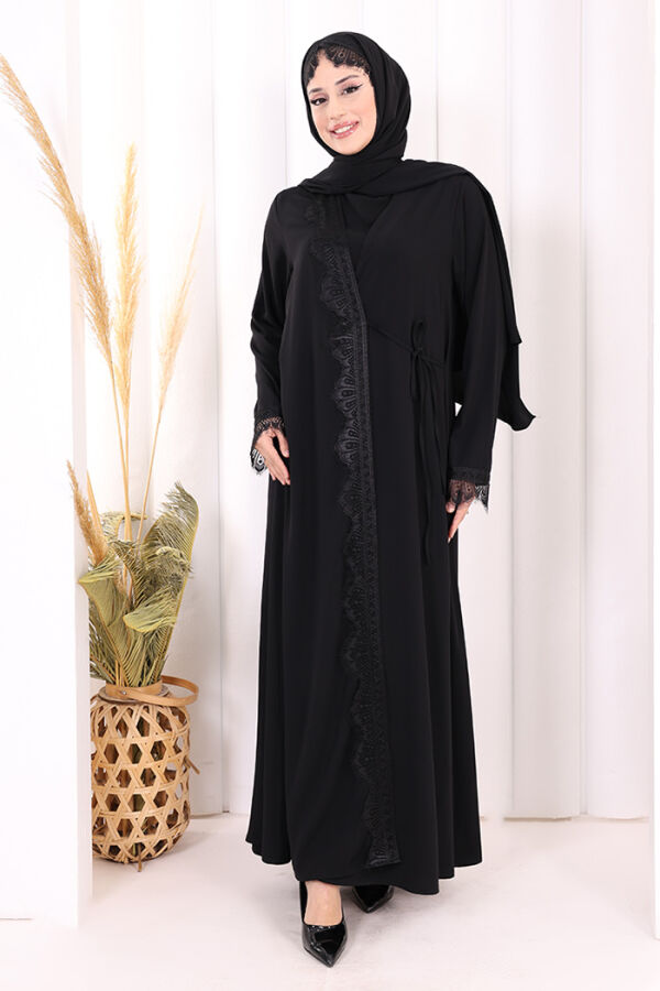Danteli Şallı Abaya Şal Hediyelidir! 7069 Siyah - 1