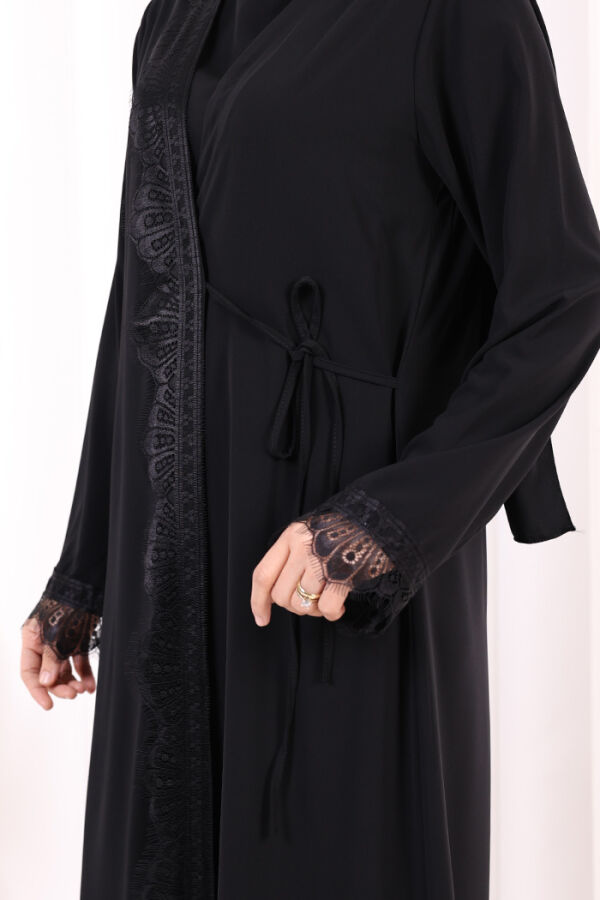 Danteli Şallı Abaya Şal Hediyelidir! 7069 Siyah - 5