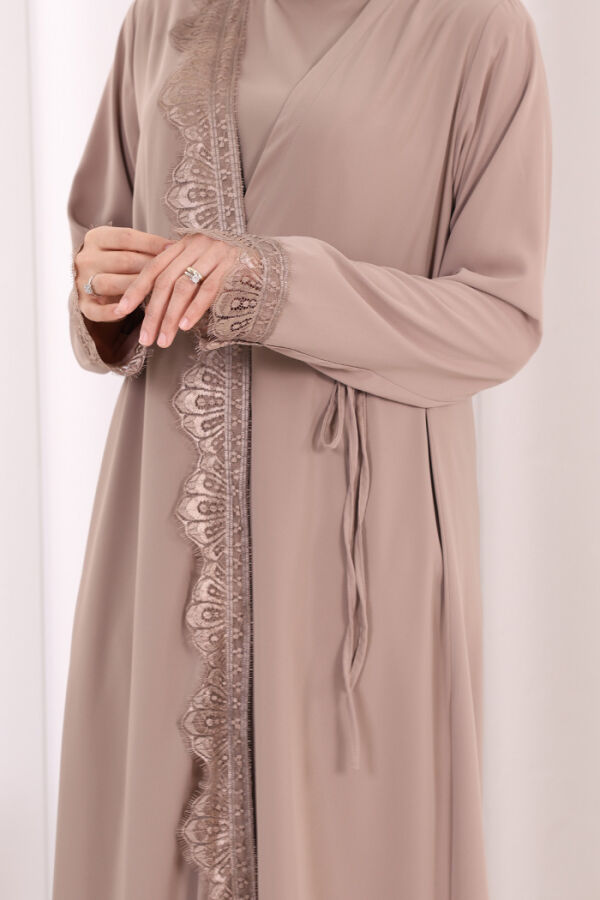 Danteli Şallı Abaya Şal Hediyelidir! 7069 Vizon - 7