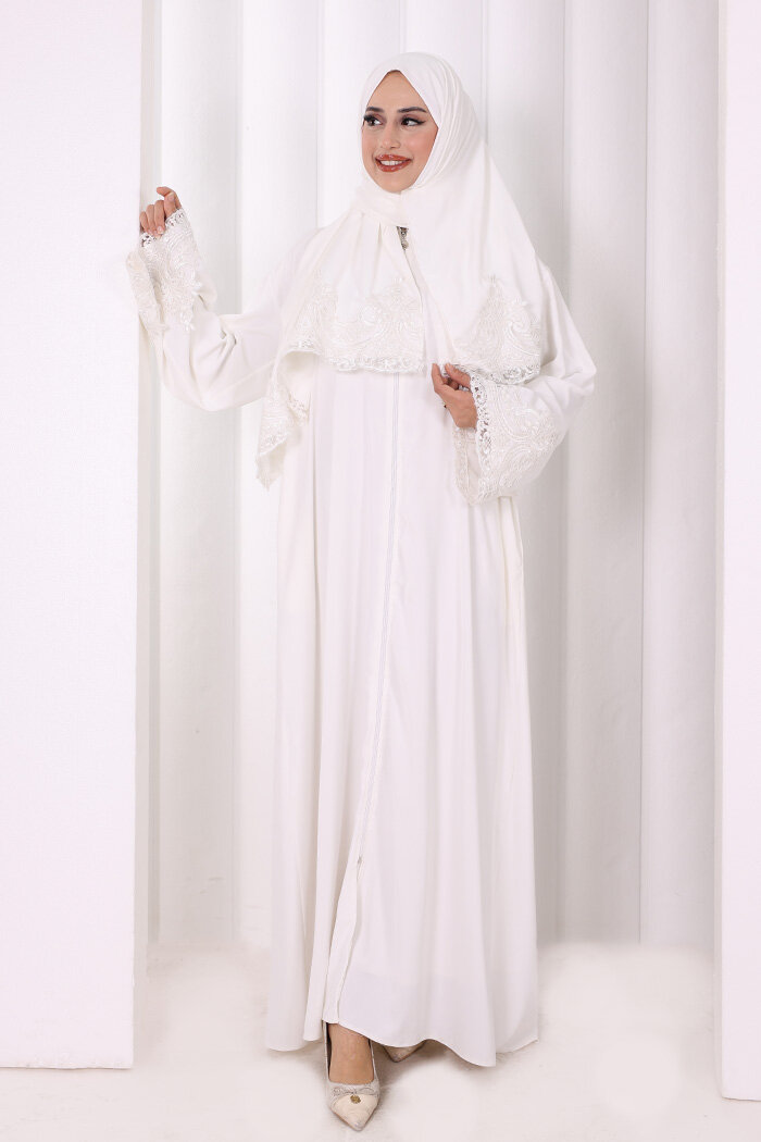 Dantelli Namaz Feracesi 6093 Ekru - 1