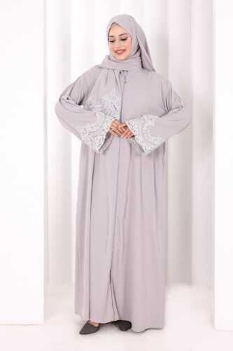 Dantelli Namaz Feracesi 6093 Gri
