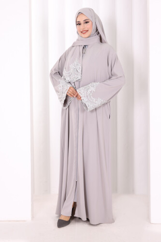 Dantelli Namaz Feracesi 6093 Gri - 2